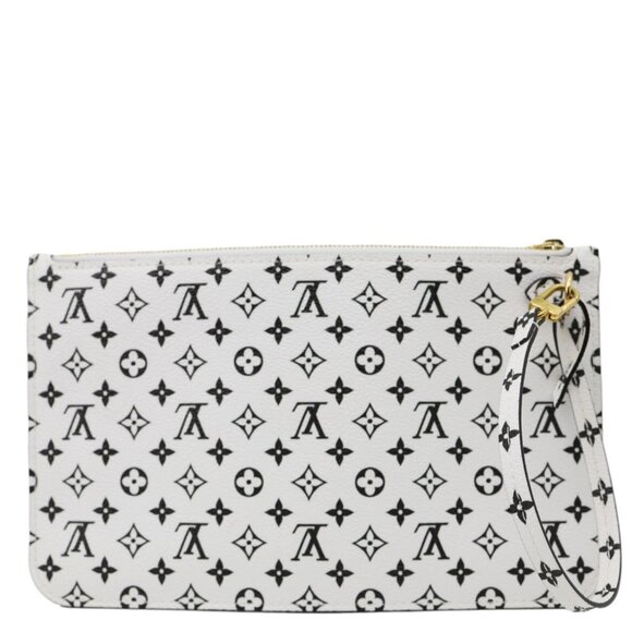 LOUIS VUITTON Neverfull MM Pochette Monogram Canvas Wristlet White - Picture 3 of 12